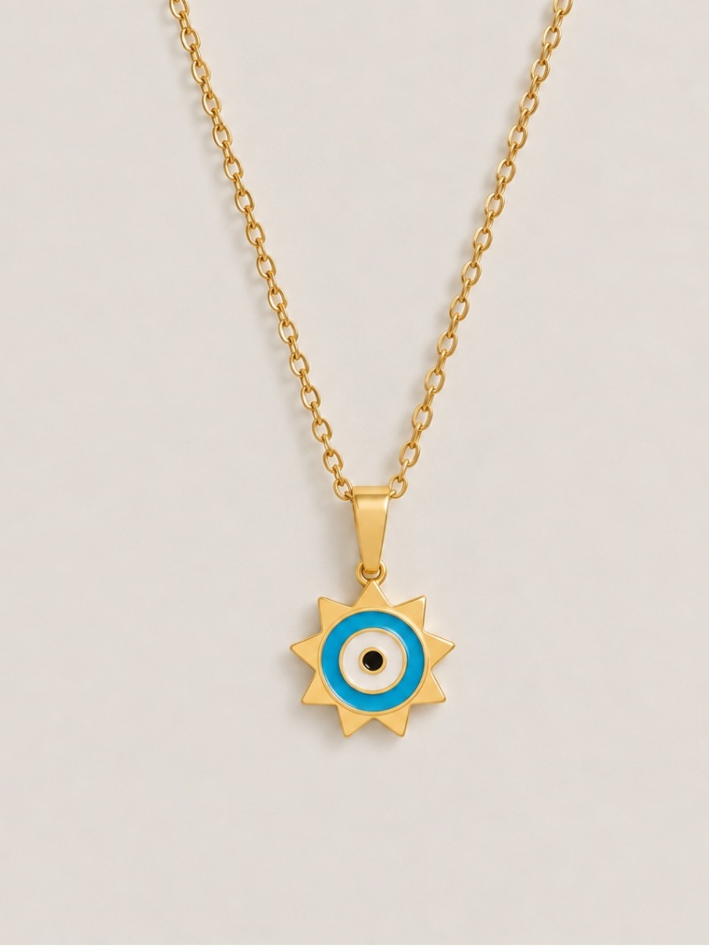New! Gold Evil Eye Starburst Pendant Necklace
